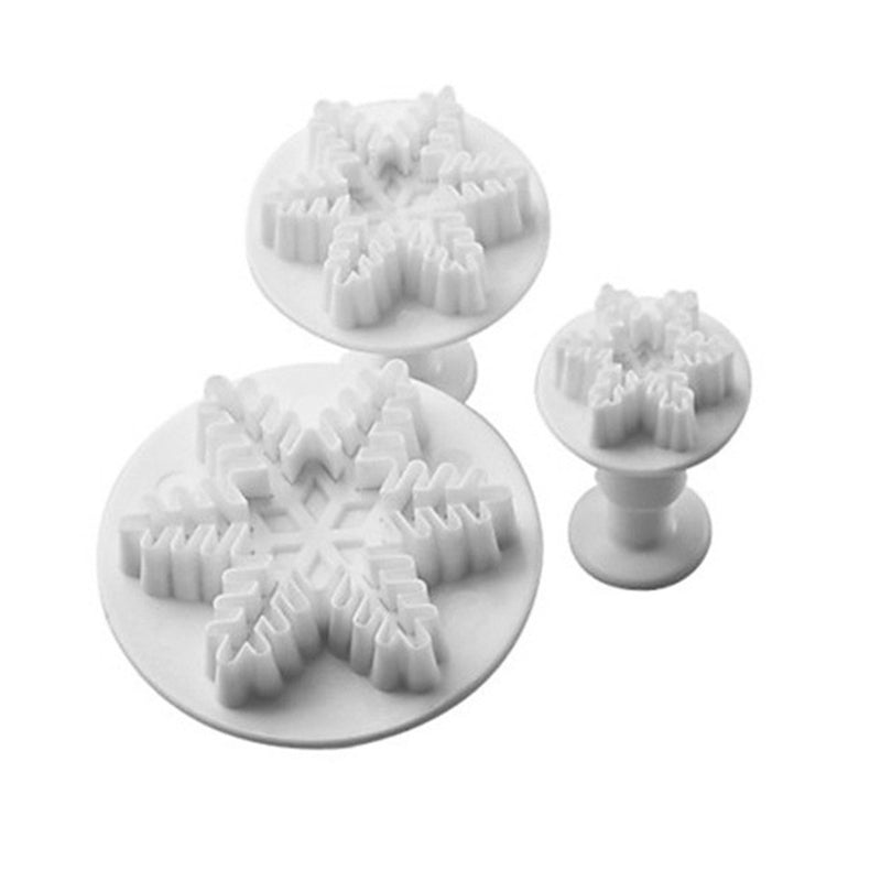 Snowflake Plunger Fondant Cutter 3Pcs Set