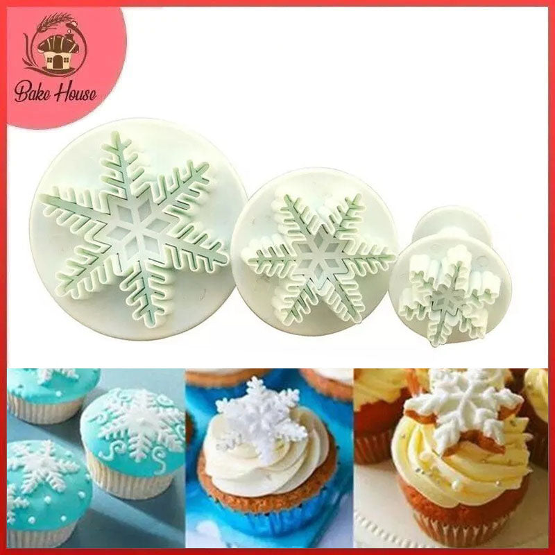 Snowflake Plunger Fondant Cutter 3Pcs Set