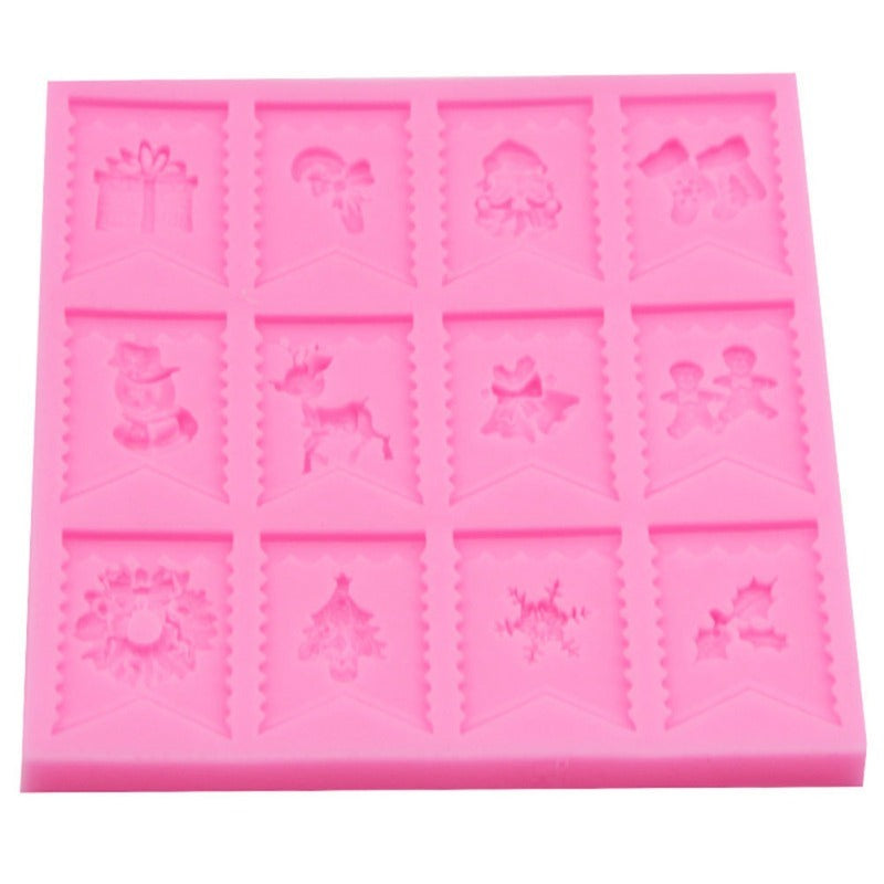 Snowy Theme Buntings Silicone Fondant Mold 12 Cavity