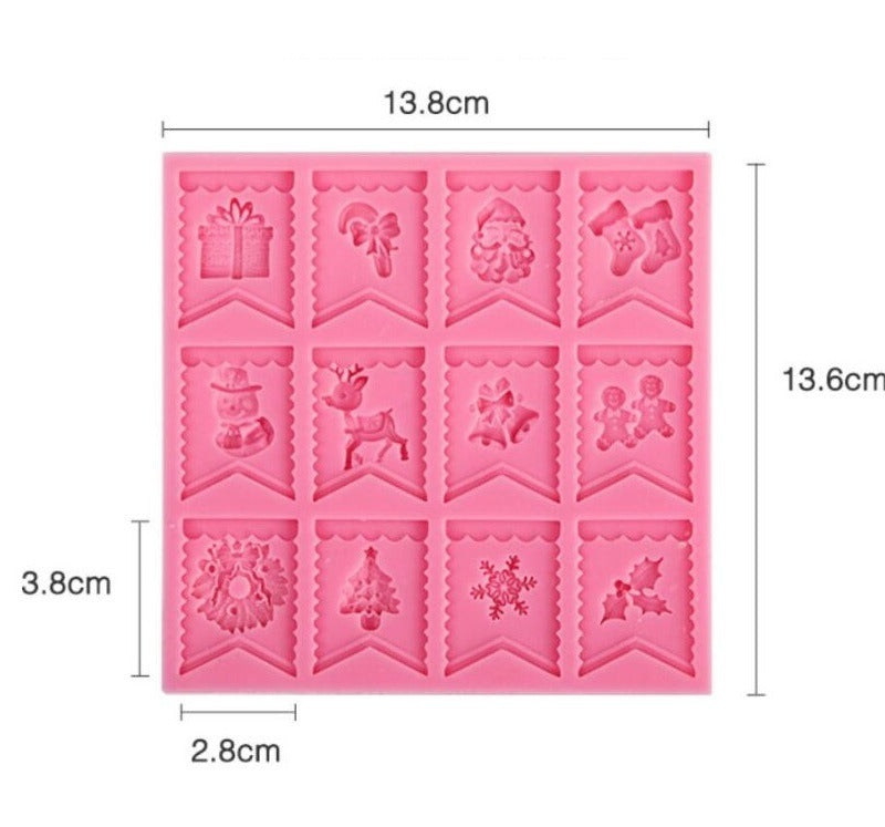 Snowy Theme Buntings Silicone Fondant Mold 12 Cavity