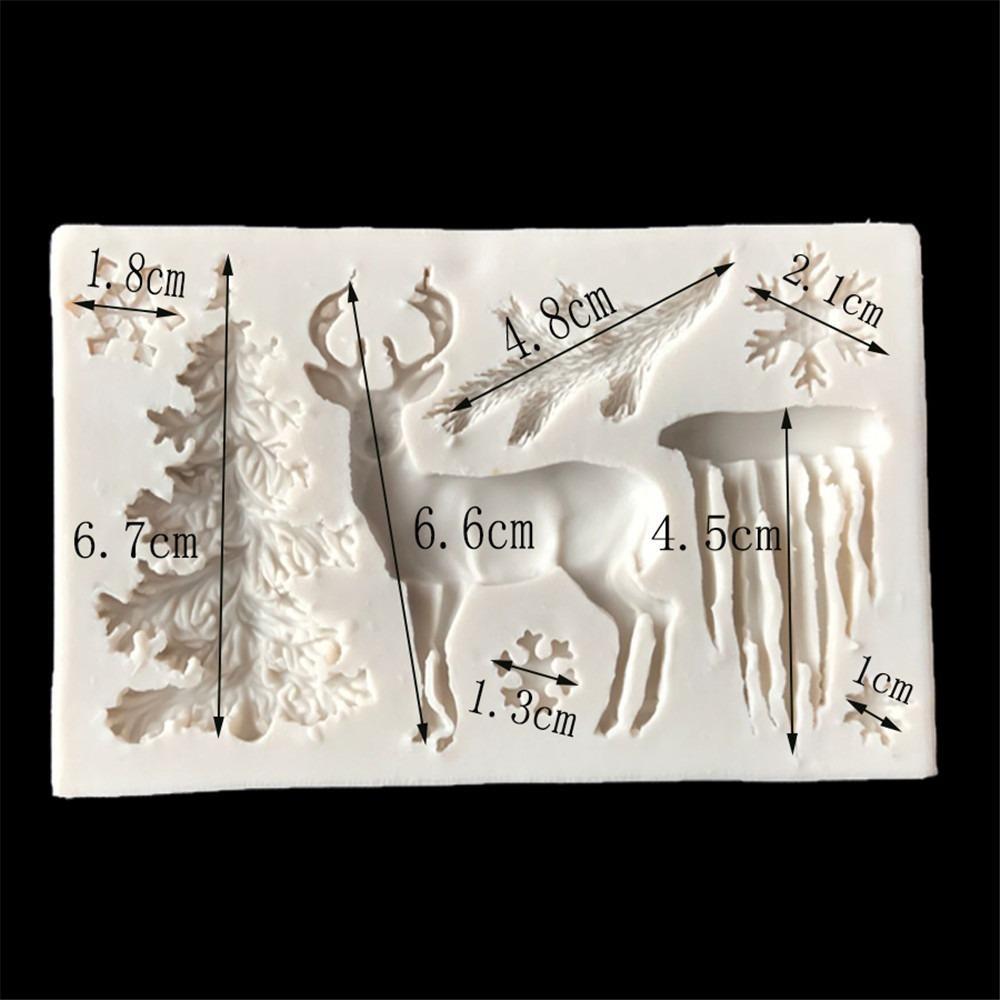 Snowy Tree, Deer, & Snowflakes With Glacier Silicone Fondant Cake Mold