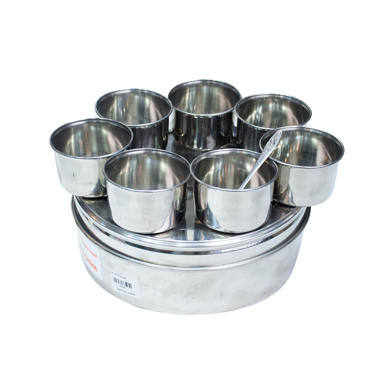 Stainless Steel 7 Bowls Spice Box With Transparent Lid Big Size