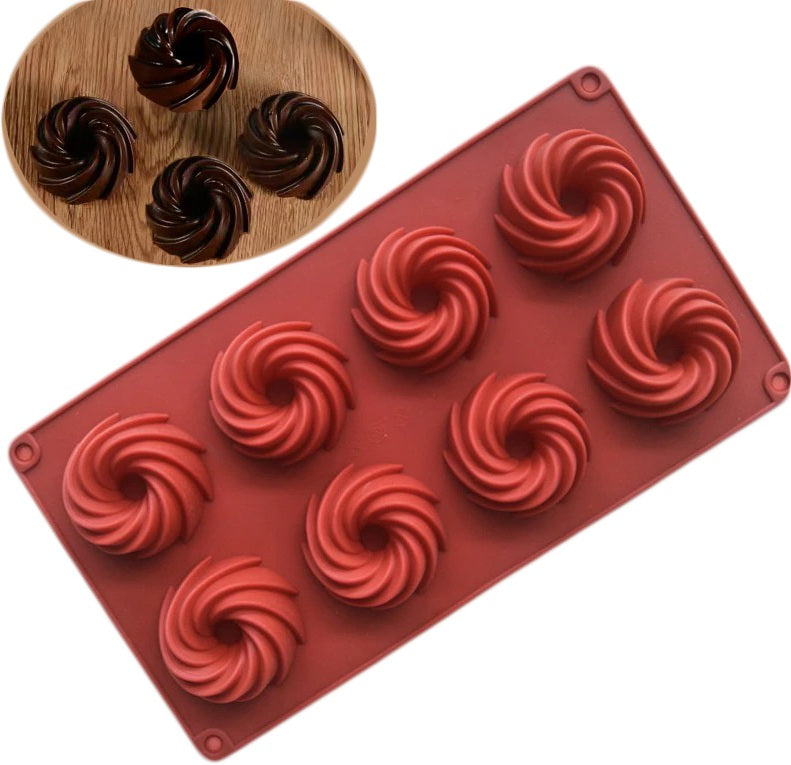 Spiral Shape Bundt Silicone Mold 8 Cavity
