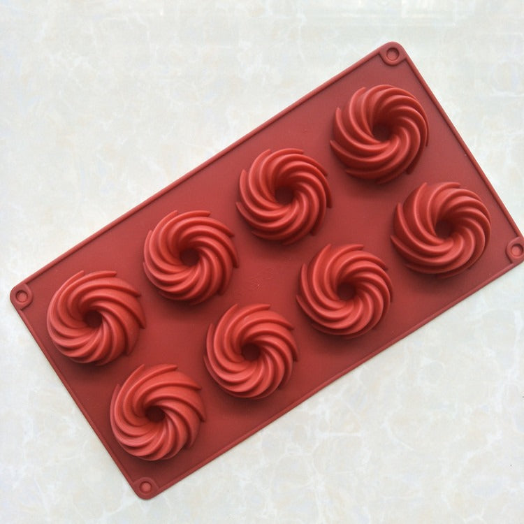 Spiral Shape Bundt Silicone Mold 8 Cavity