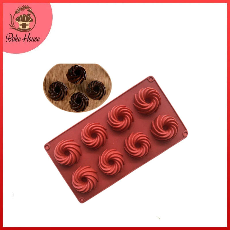 Spiral Shape Bundt Silicone Mold 8 Cavity