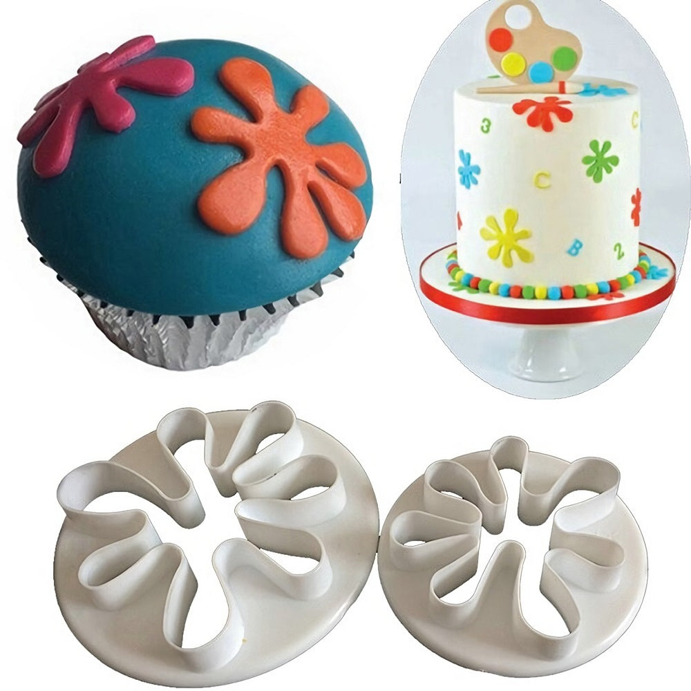 Splat Flower Fondant Cutter 2 Pcs Set Plastic