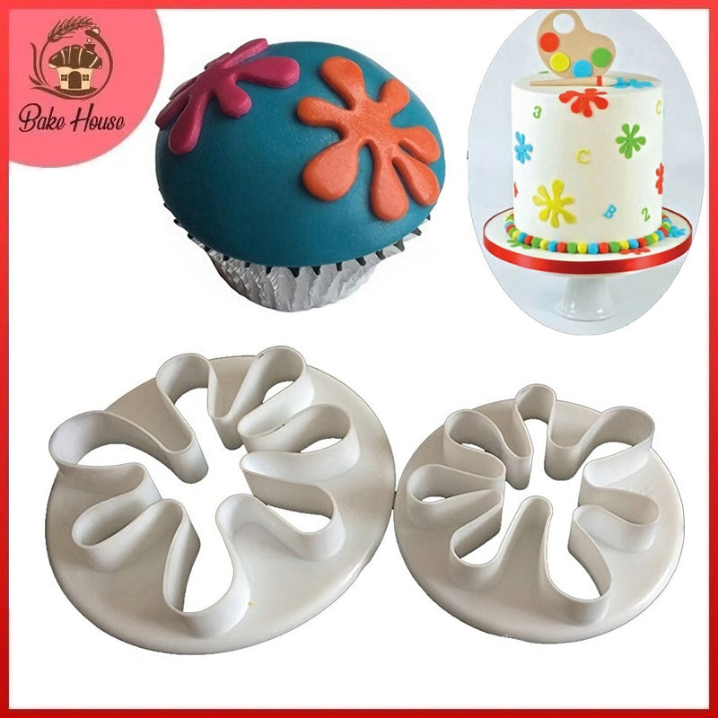Splat Flower Fondant Cutter 2 Pcs Set Plastic