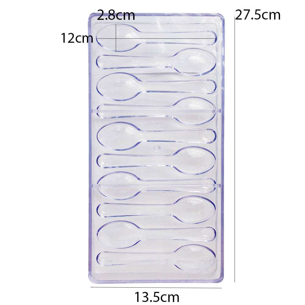 Spoon Shape Acrylic Chocolate & Candy Mold 10 Cavity