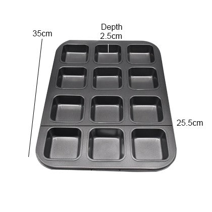 Square Brownie Baking Tray Non Stick 12 Cavity
