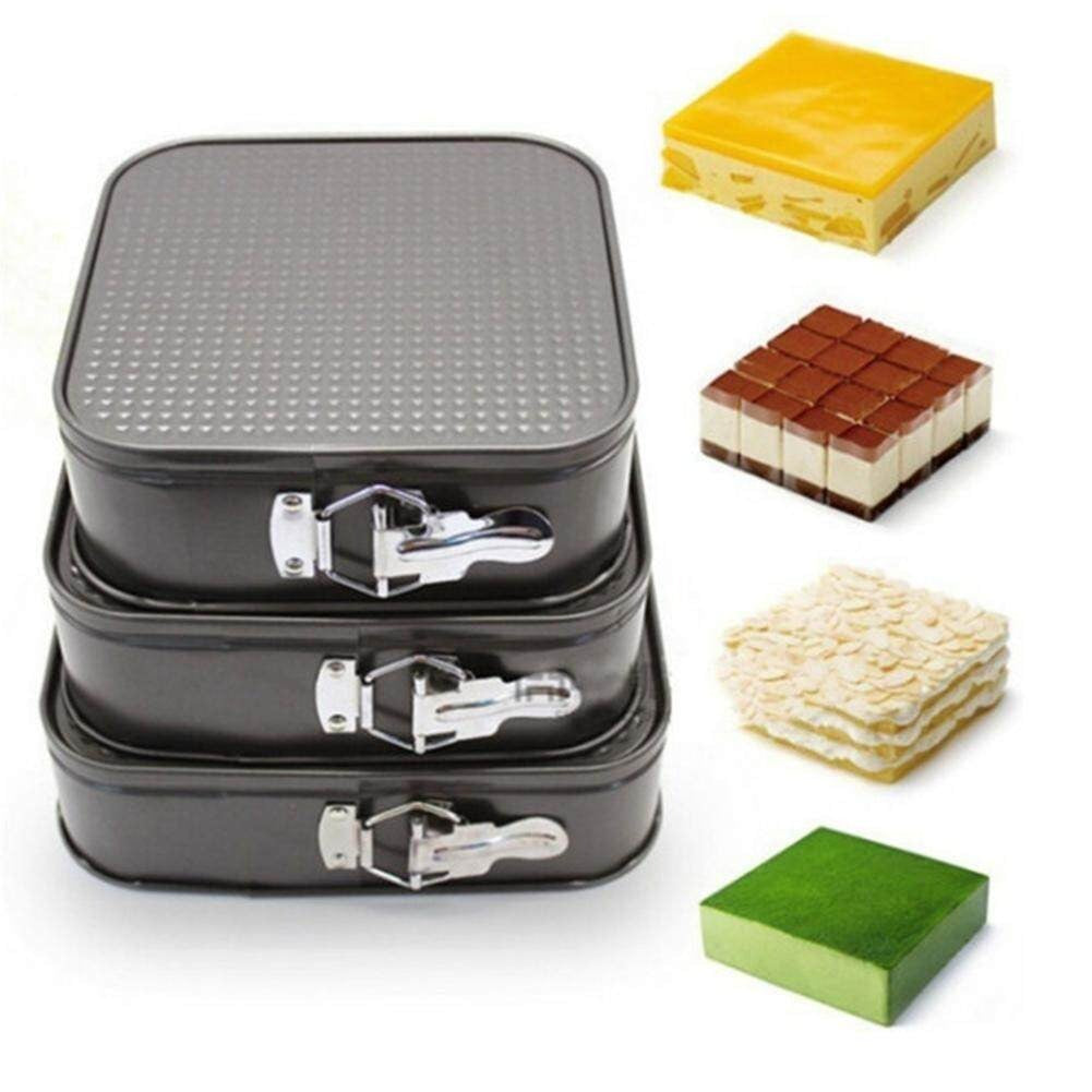 Square Cake Mold Non Stick Removable Base 3Pcs Set