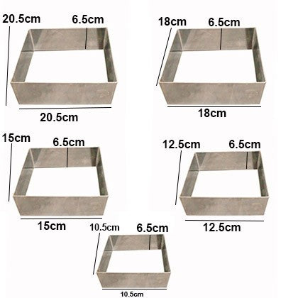 Square Cake Ring 5 Pcs Set Stainless Steel
