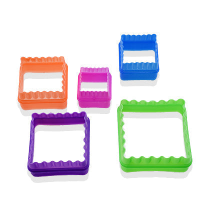 Square Shape Cookie Cutters Colorful 5Pcs Set Plastic
