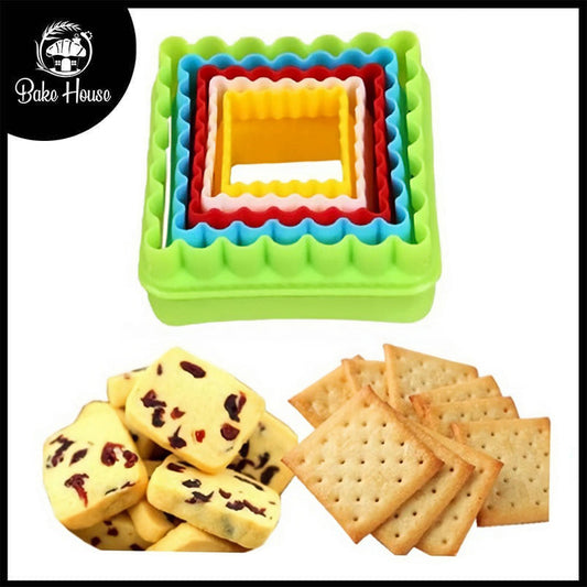 Square Shape Cookie Cutters Colorful 5Pcs Set Plastic