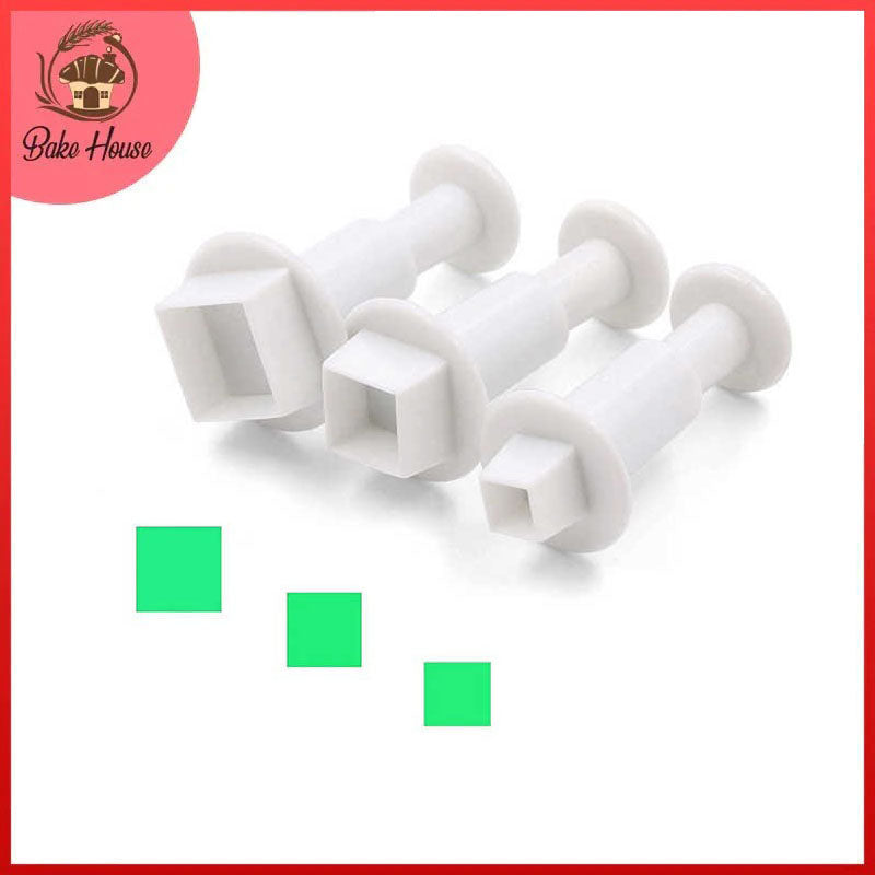 Square Shape Fondant Plunger Cutter 3Pcs Set