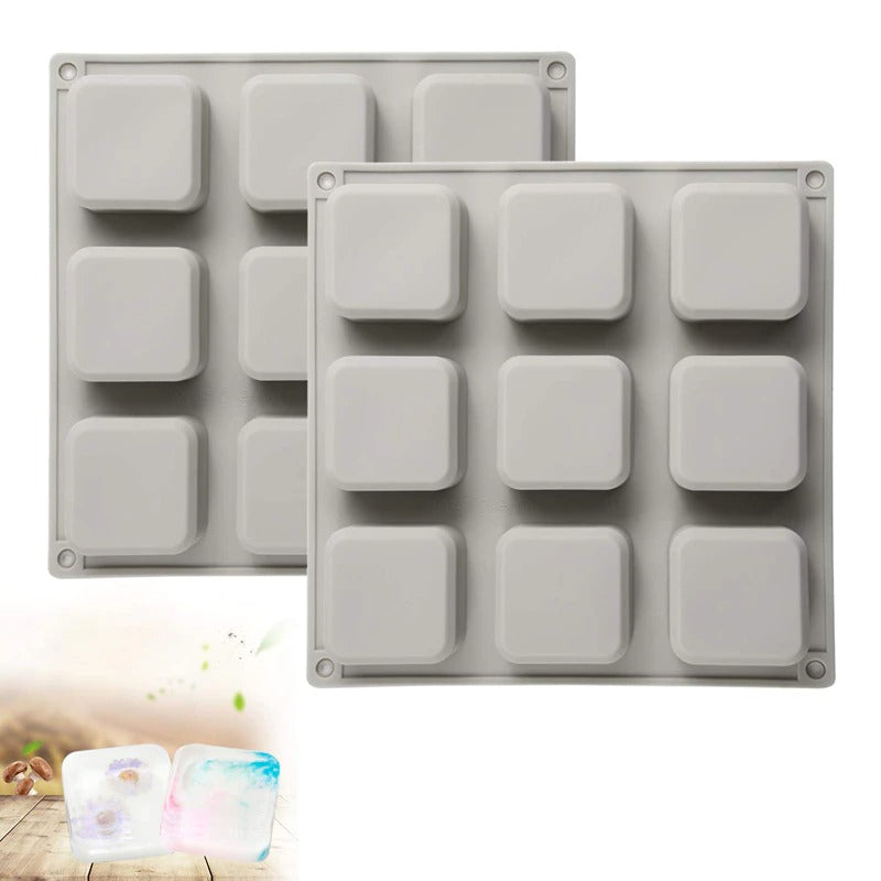 Square Shape Silicone Brownie & Soap Mold 9 Cavity