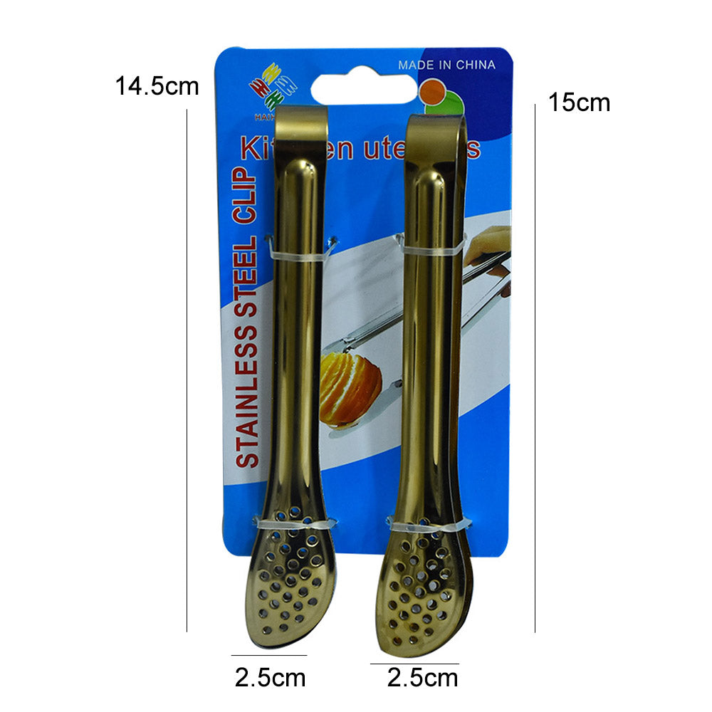 Stainless Steel Kitchen Small Tong 2Pcs Set (Design 01)
