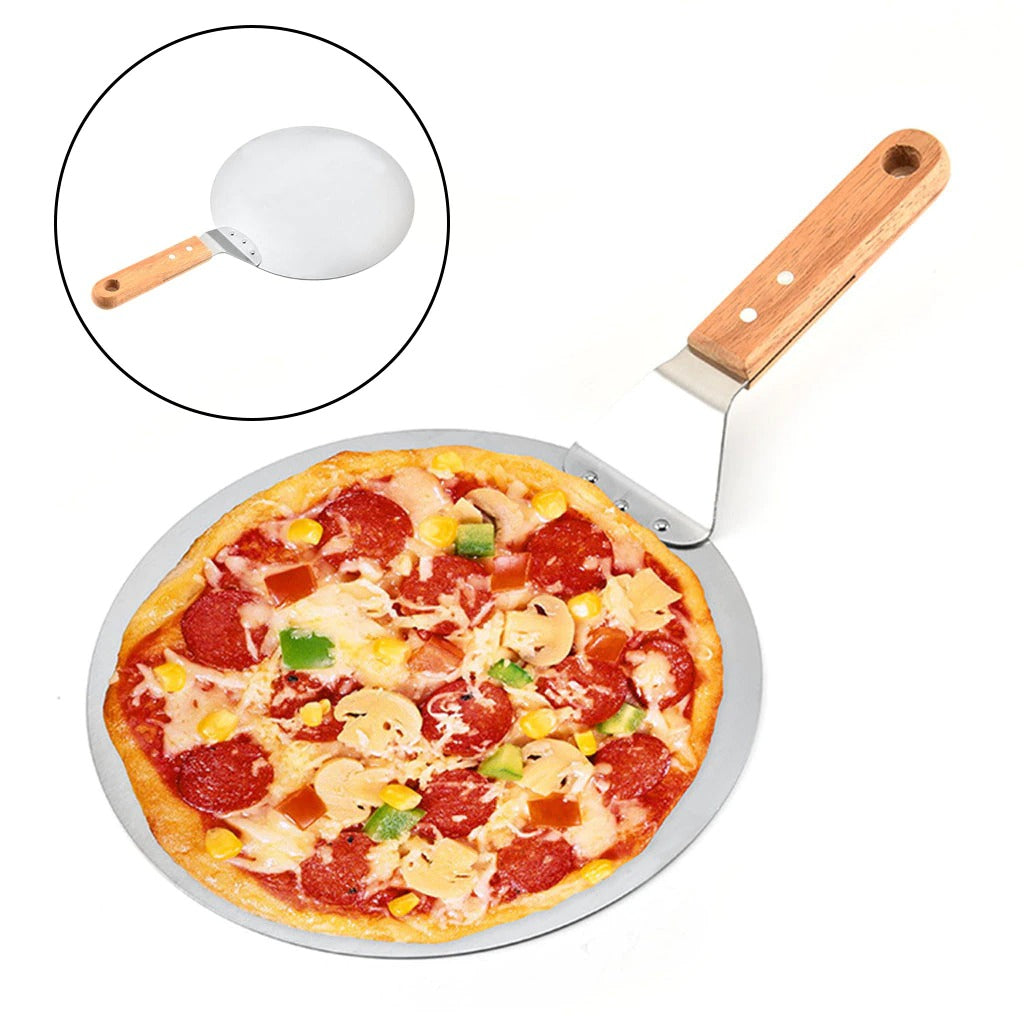 Stainless Steel Pizza Shovel Round With Wood Handle