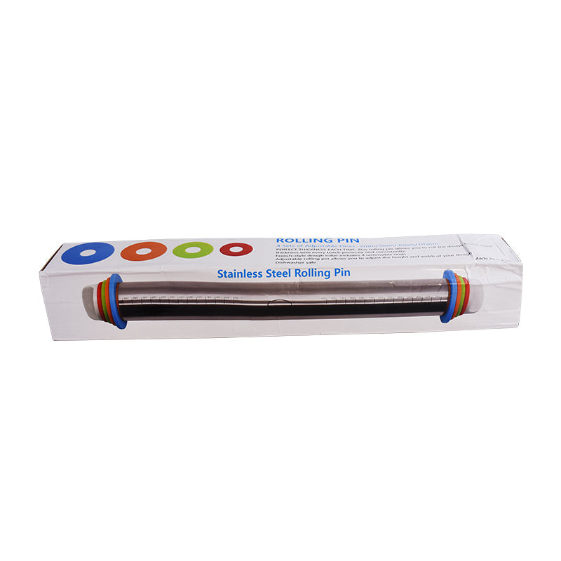 Stainless Steel Rolling Pin With Adjustable Thickness Rings