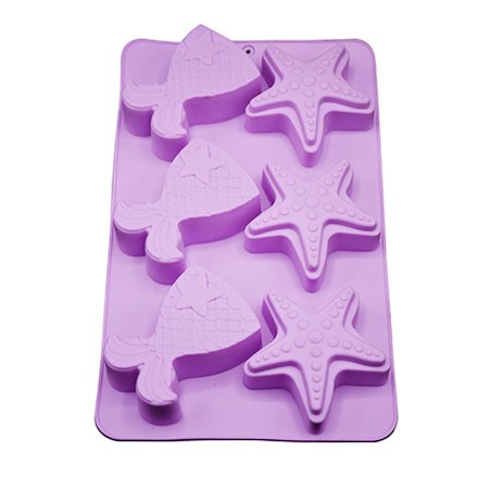 Starfish & Mermaid Silicone Mold 6 Cavity