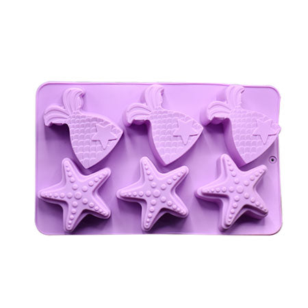 Starfish & Mermaid Silicone Mold 6 Cavity