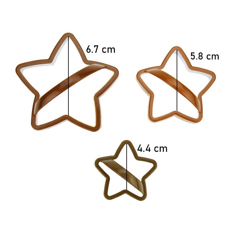 Straight Edge Star Cookie Cutter 3Pcs Set Steel