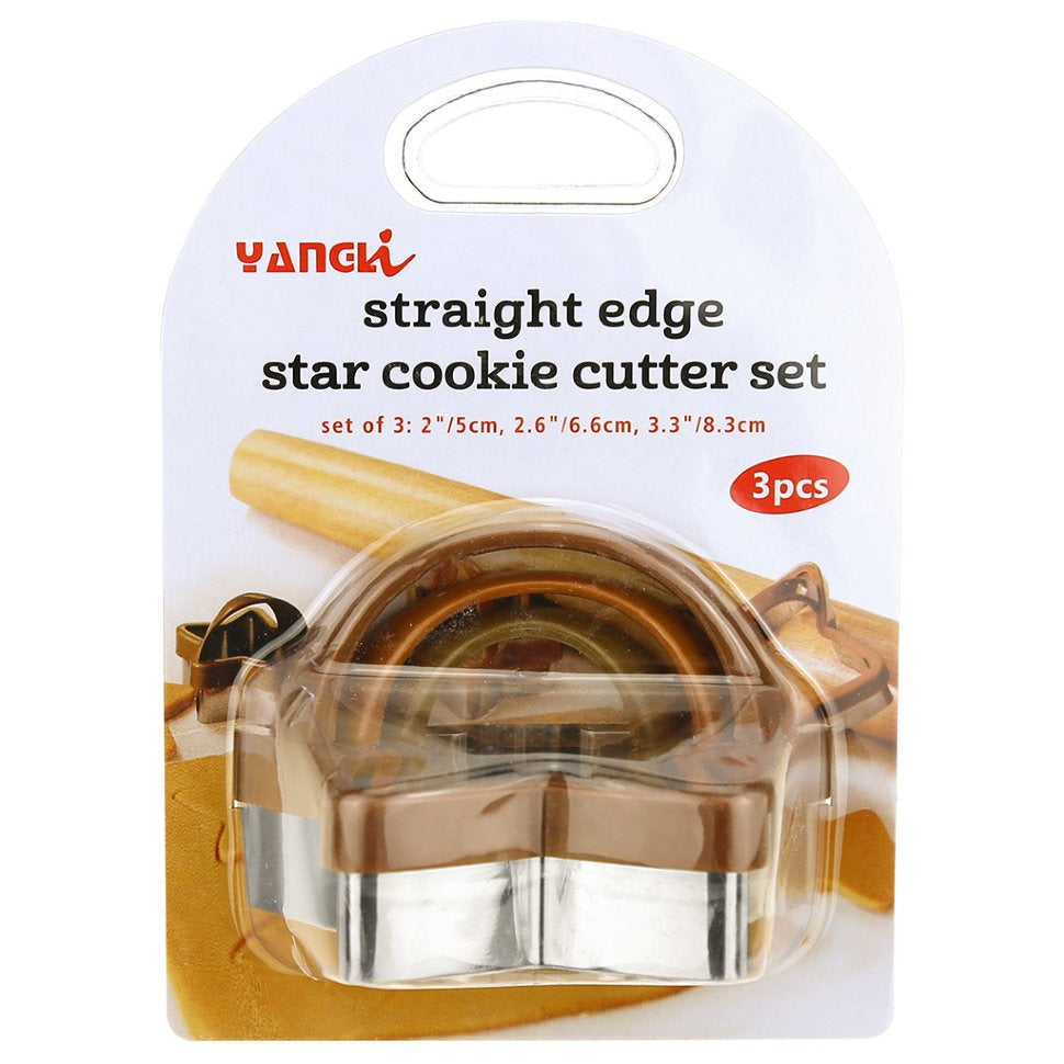 Straight Edge Star Cookie Cutter 3Pcs Set Steel