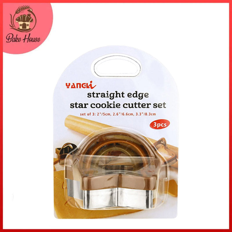 Straight Edge Star Cookie Cutter 3Pcs Set Steel