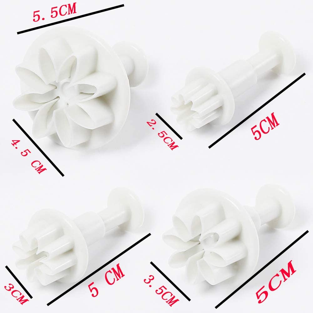 Sunflower Fondant Plunger Cutter 4Pcs Set Plastic