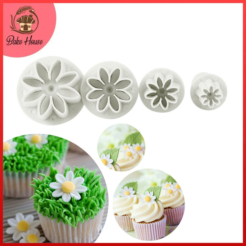 Sunflower Fondant Plunger Cutter 4Pcs Set Plastic