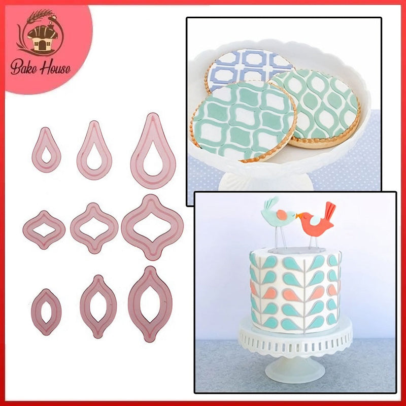 Teardrop Element Fondant Cutter 9Pcs Set Plastic