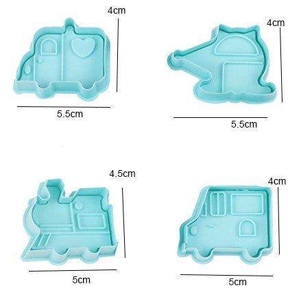 Transport Fondant & Cookie Plunger Cutter 4Pcs Set