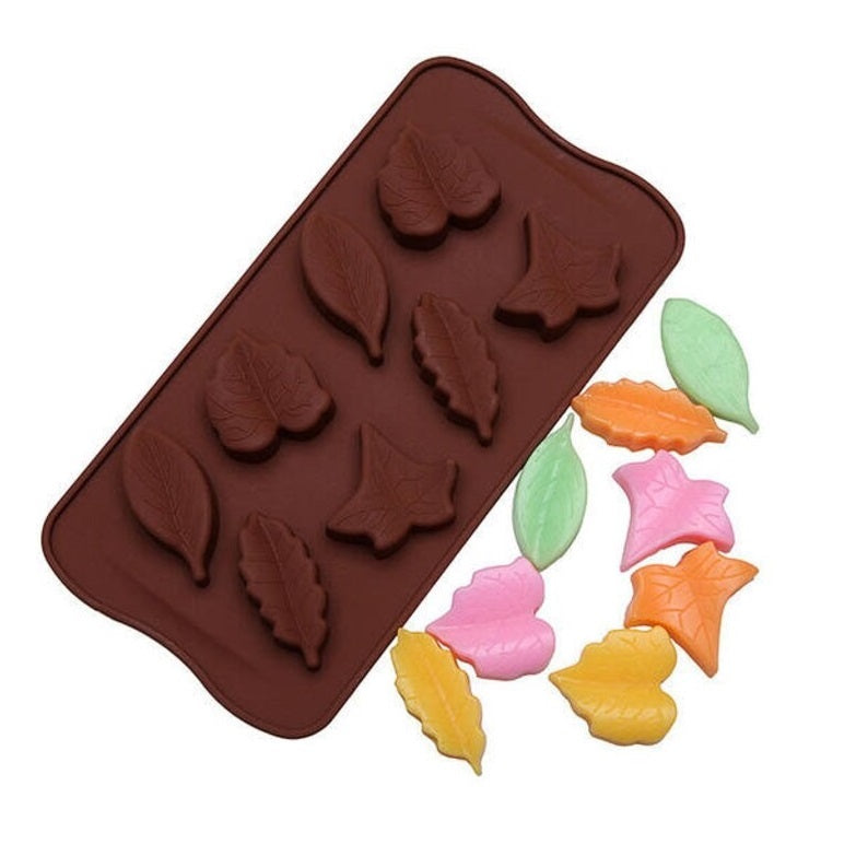 Tree Leaves Silicone Chocolate & Candy Mold 8 Cavity