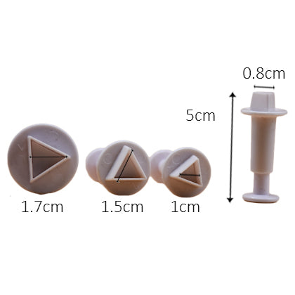 Triangle Plunger Fondant Cutter 4Pcs Set Plastic