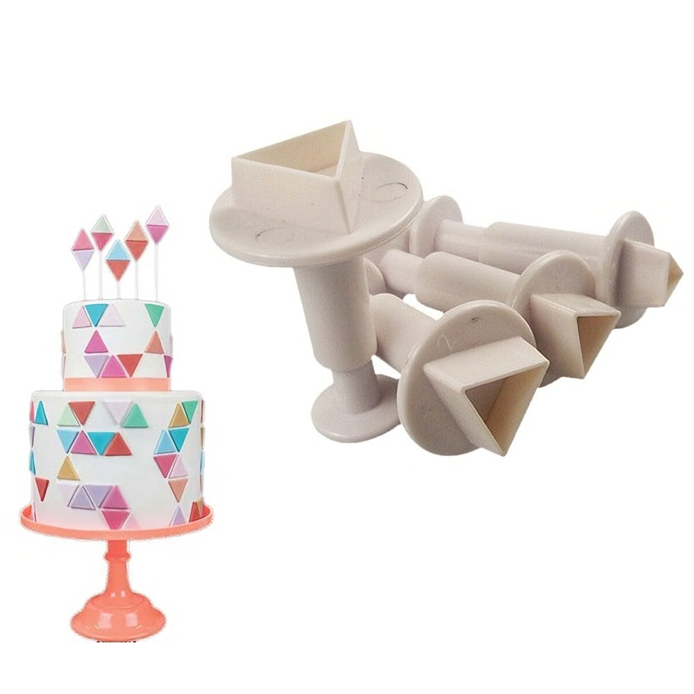 Triangle Plunger Fondant Cutter 4Pcs Set Plastic