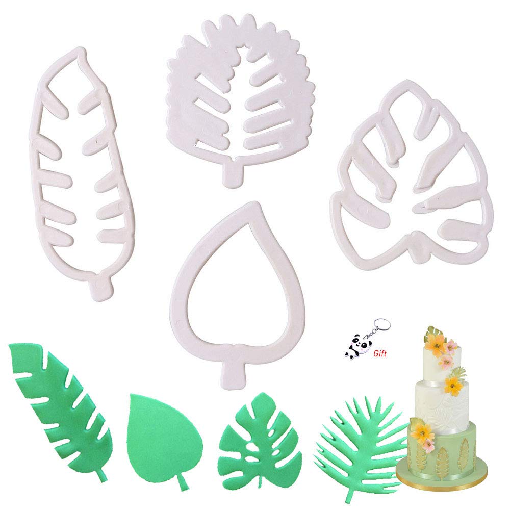 Tropical Leaves Fondant And Cookie Cutter 4Pcs Set Plastic