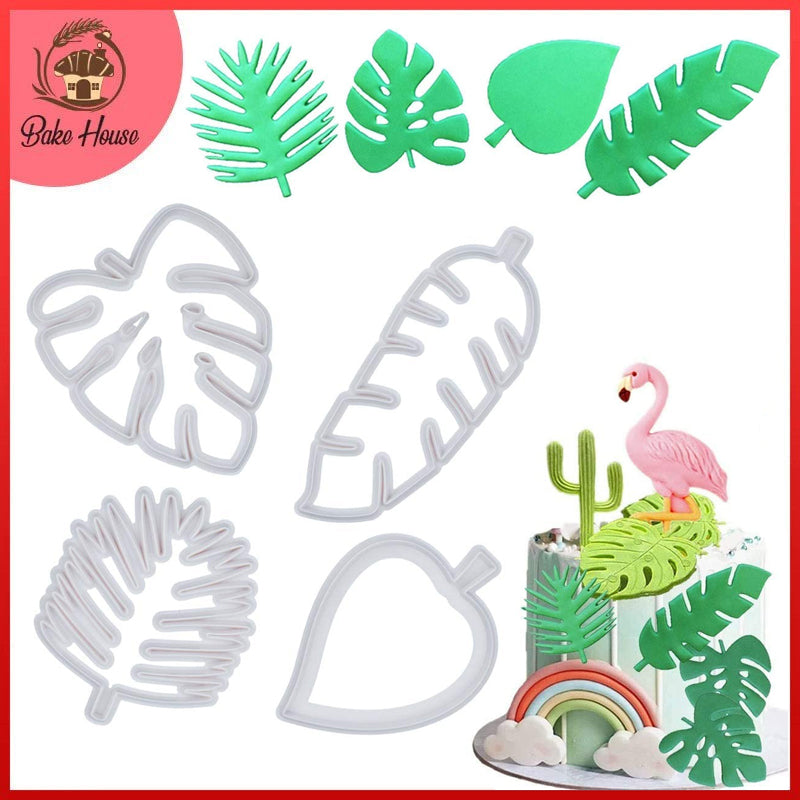 Tropical Leaves Fondant & Cookie Cutter 4Pcs Set Plastic