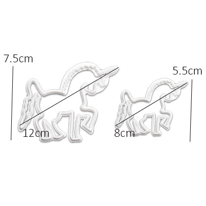 Unicorn Fondant & Cookie Cutter 2Pcs Set Plastic