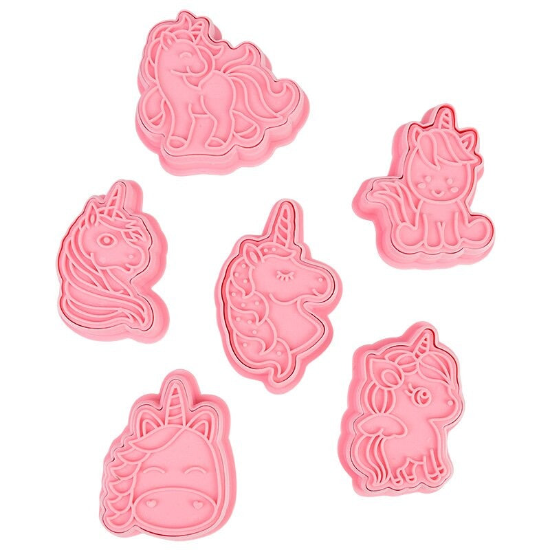 Unicorn Fondant & Cookie Cutter 6Pcs Set Plastic