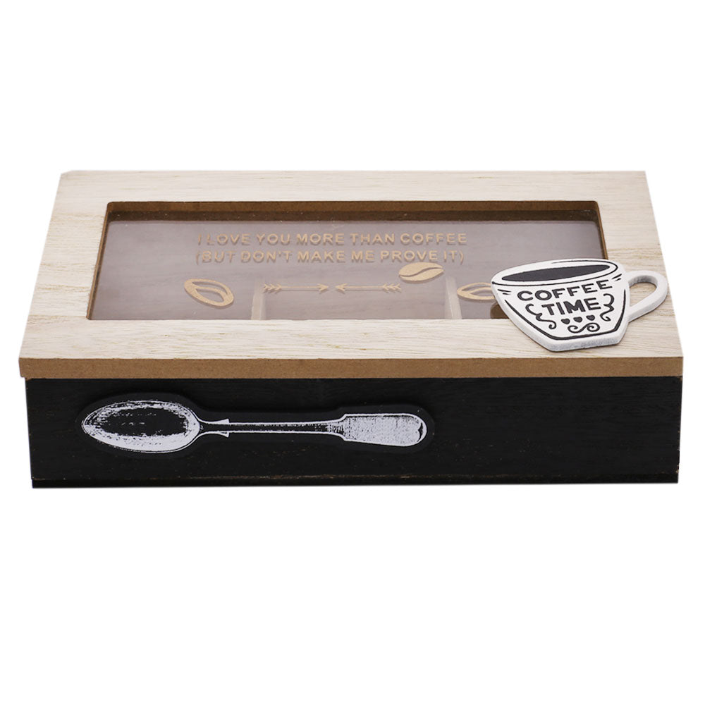 Tea & Coffee Storage Wooden Box 3 Compartments