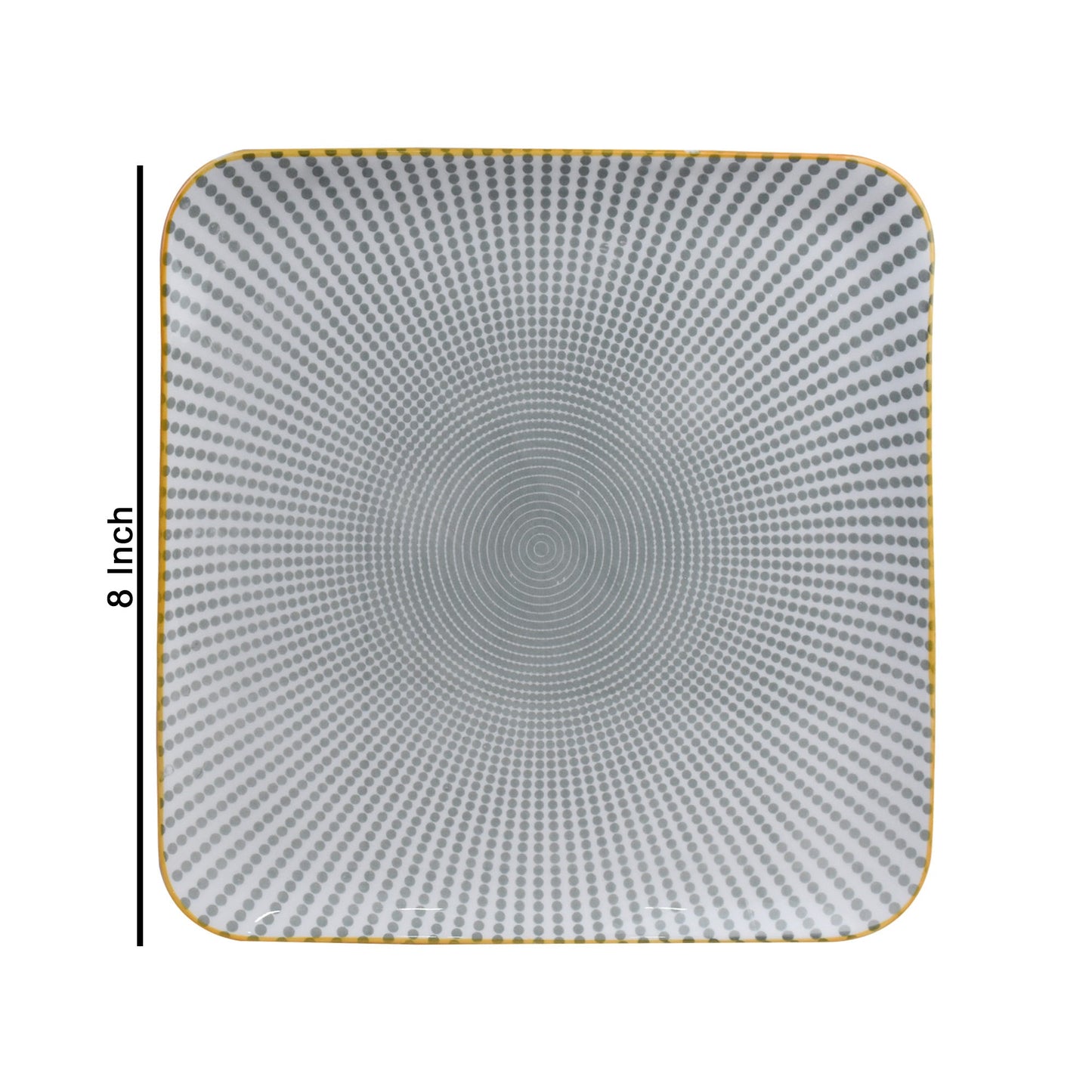 Danny Home Porcelain Grey Dotline Square Flat Plate Small