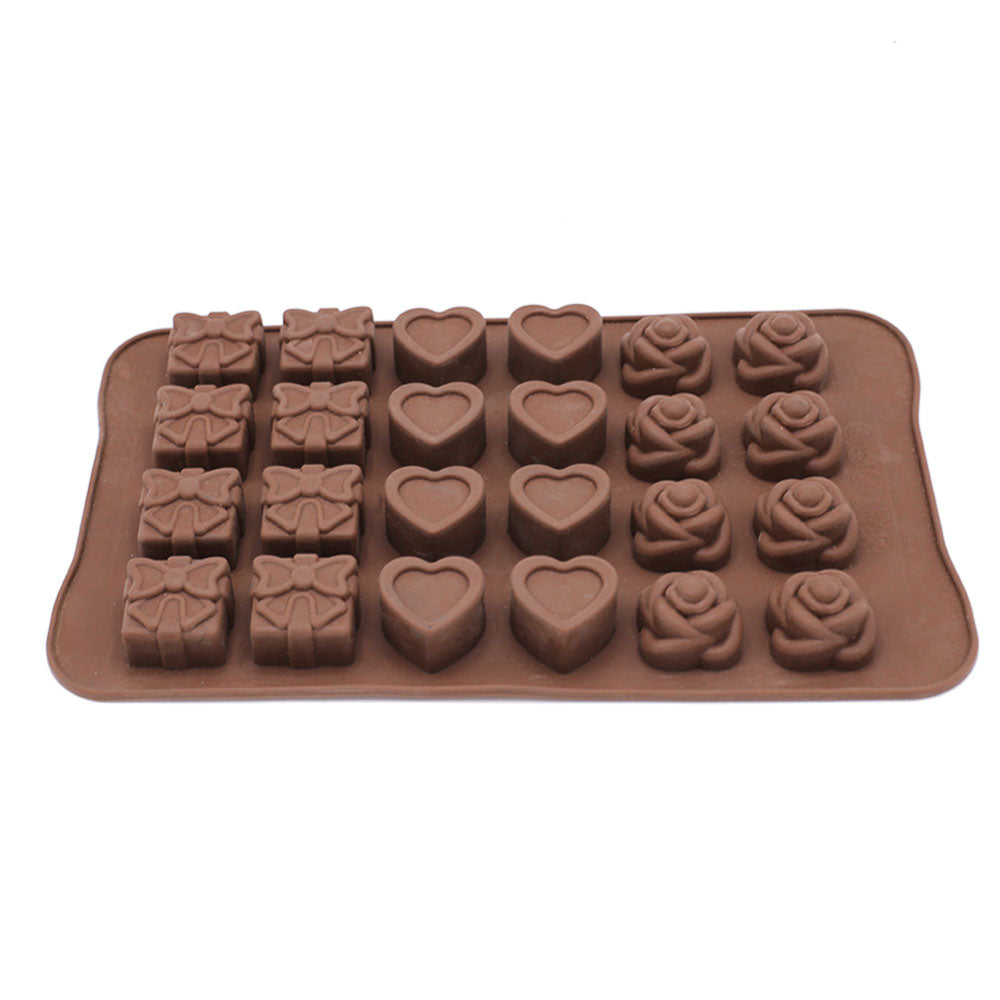 Heart, Bow, Rose Silicone Chocolate Mold 24 Cavity