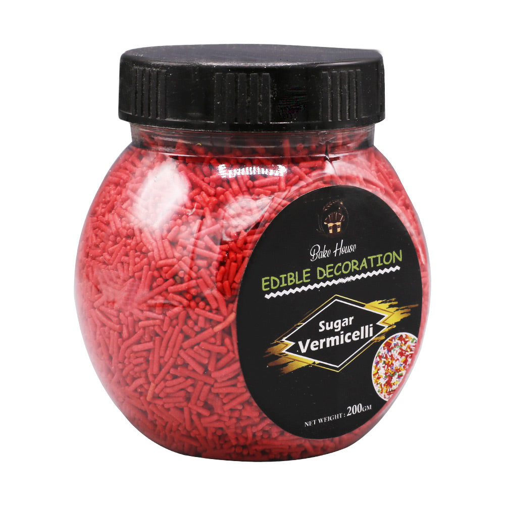 Edible Cake Decorating Vermicelli 200g Pack (Red)