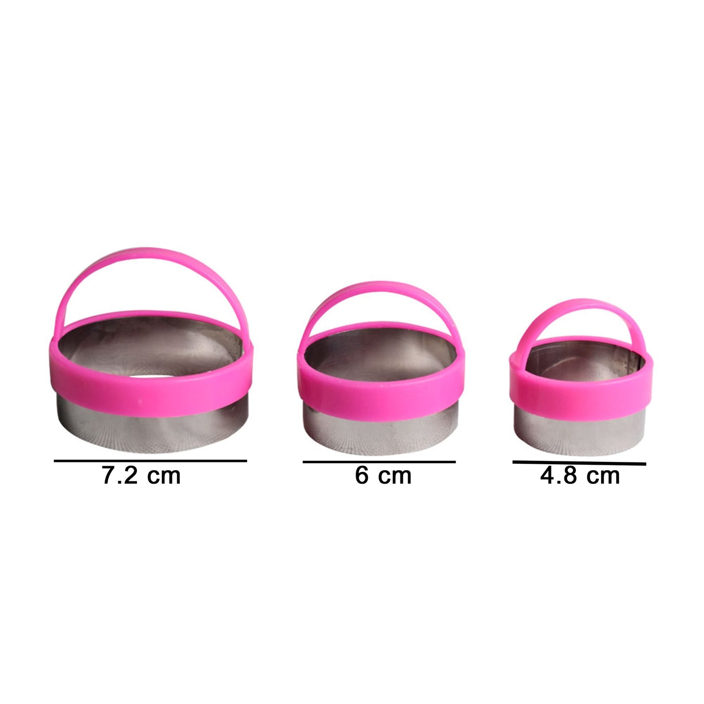 Round Cookie Cutter With Plastic Handle 3pcs Set