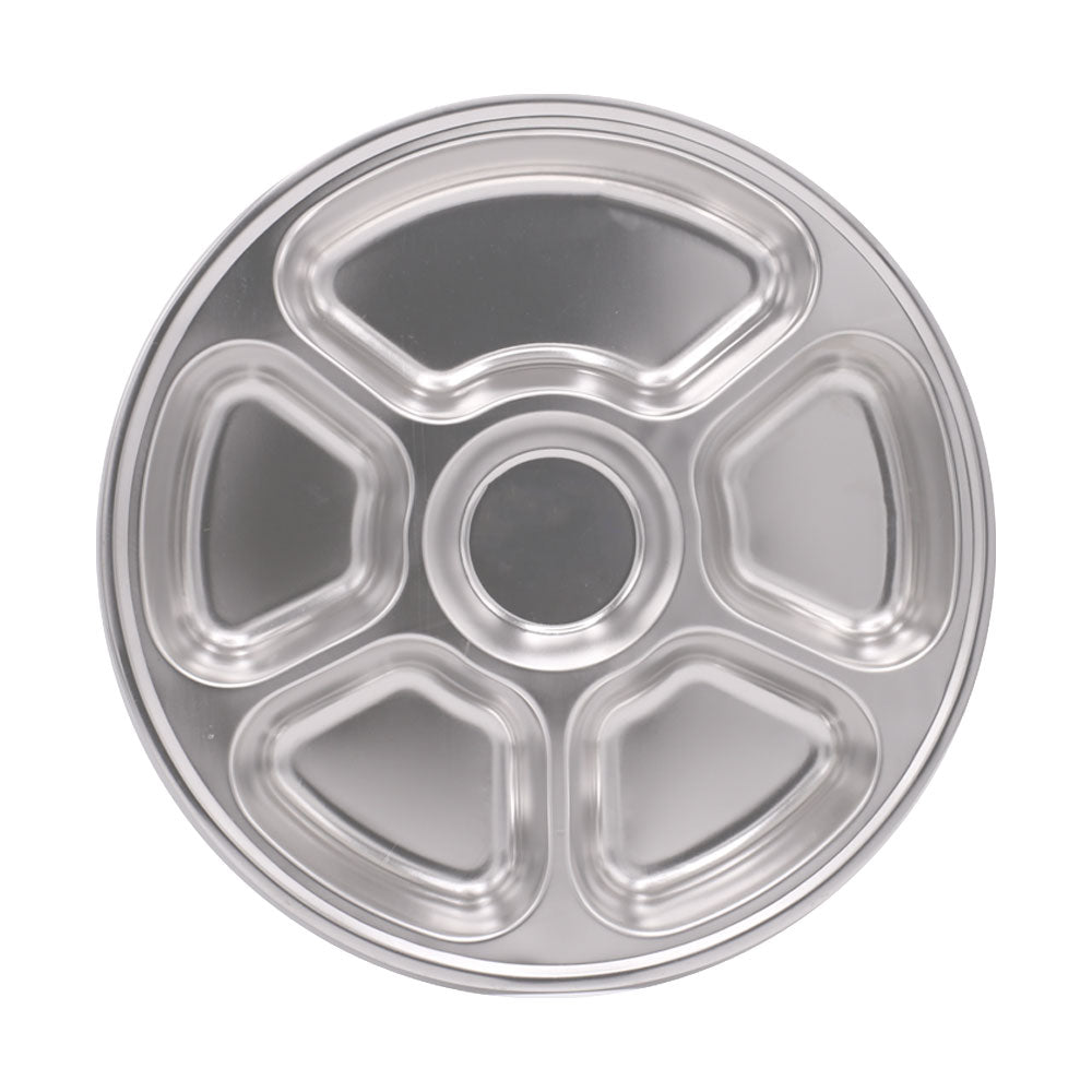 Divided Food Serving Tray Stainless Steel 10.9 Inch