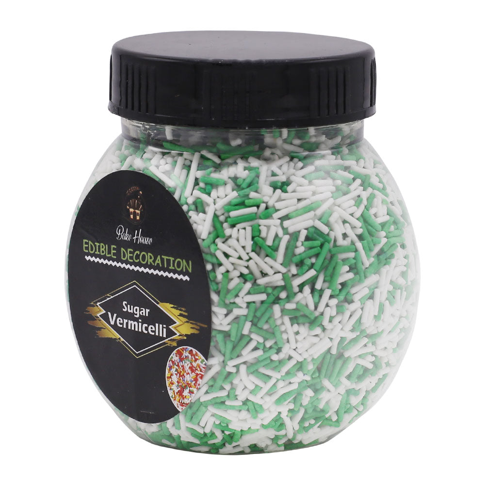 Edible Cake Decorating Vermicelli 200g Pack Green And White