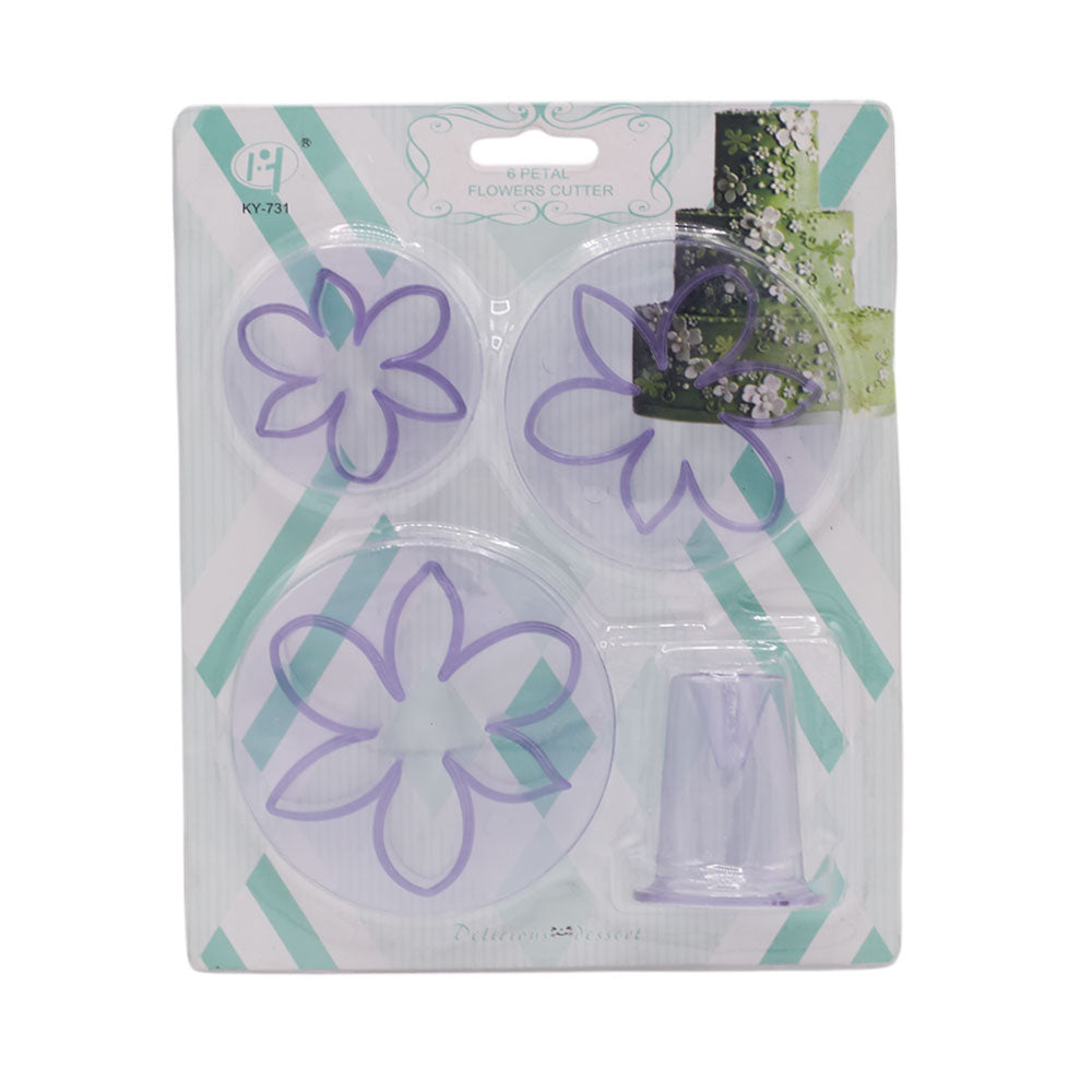 6 Petal Flower Plastic Cutter 4Pcs Set