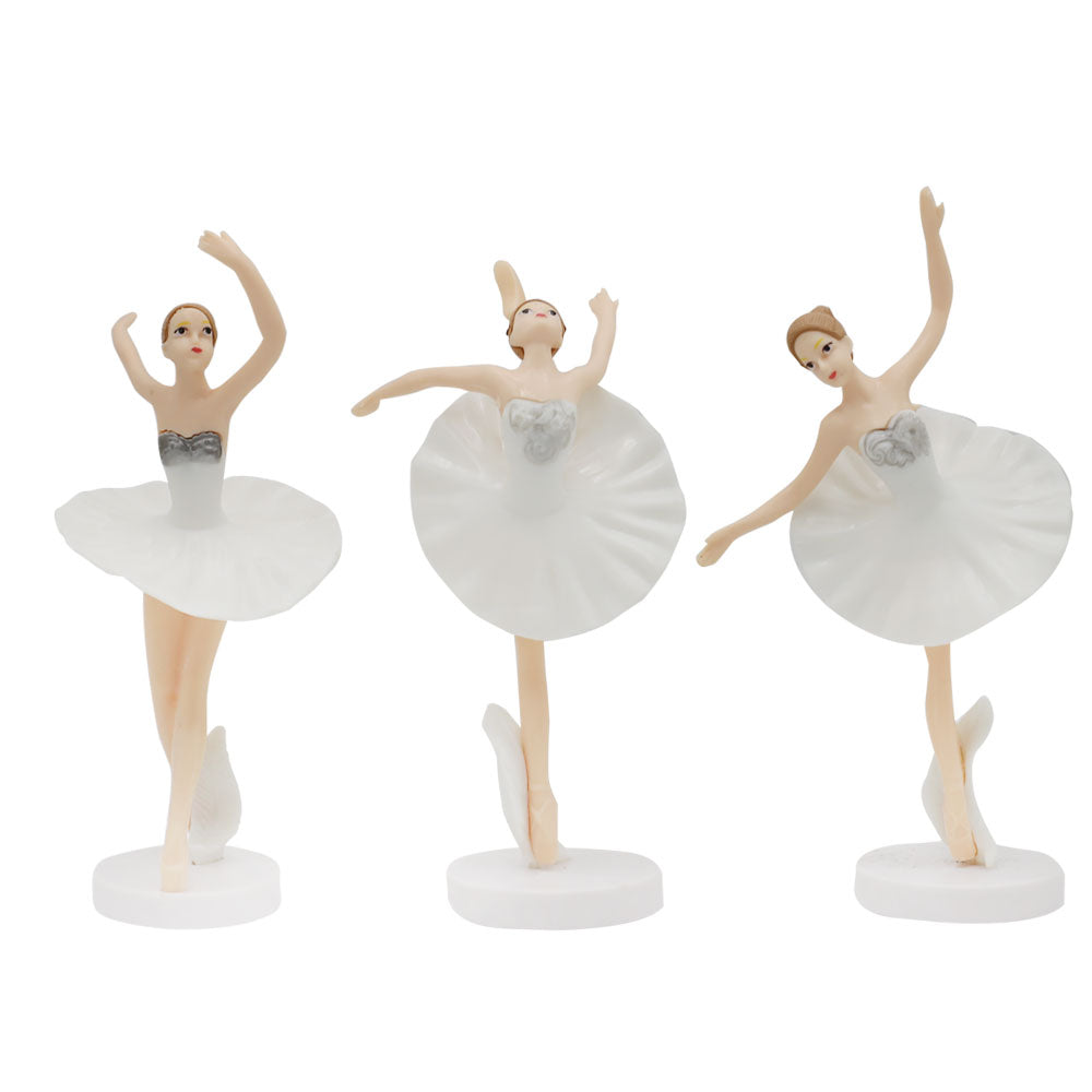 Dancing Girl Cake Topper White Frock 3Pcs Set