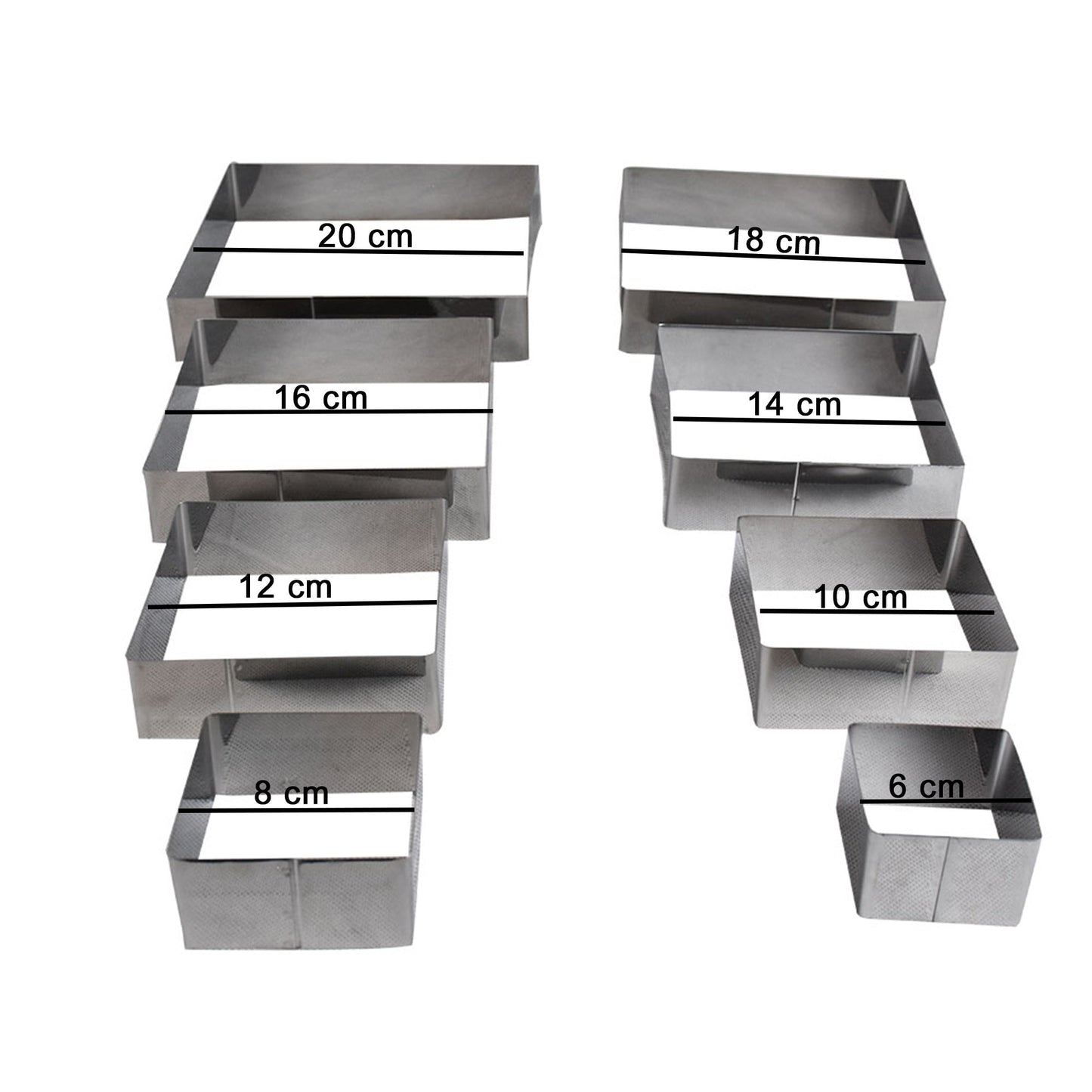 Square Cookie & Fondant Cutter Stainless Steel 8Pcs Set