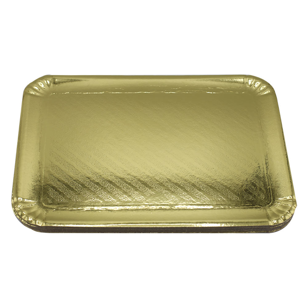 Disposable Rectangle Serving Tray Golden 24.5cm 10Pcs Set