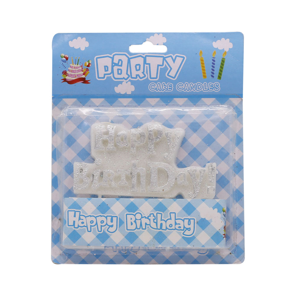 Happy Birthday Cake Candle Silver